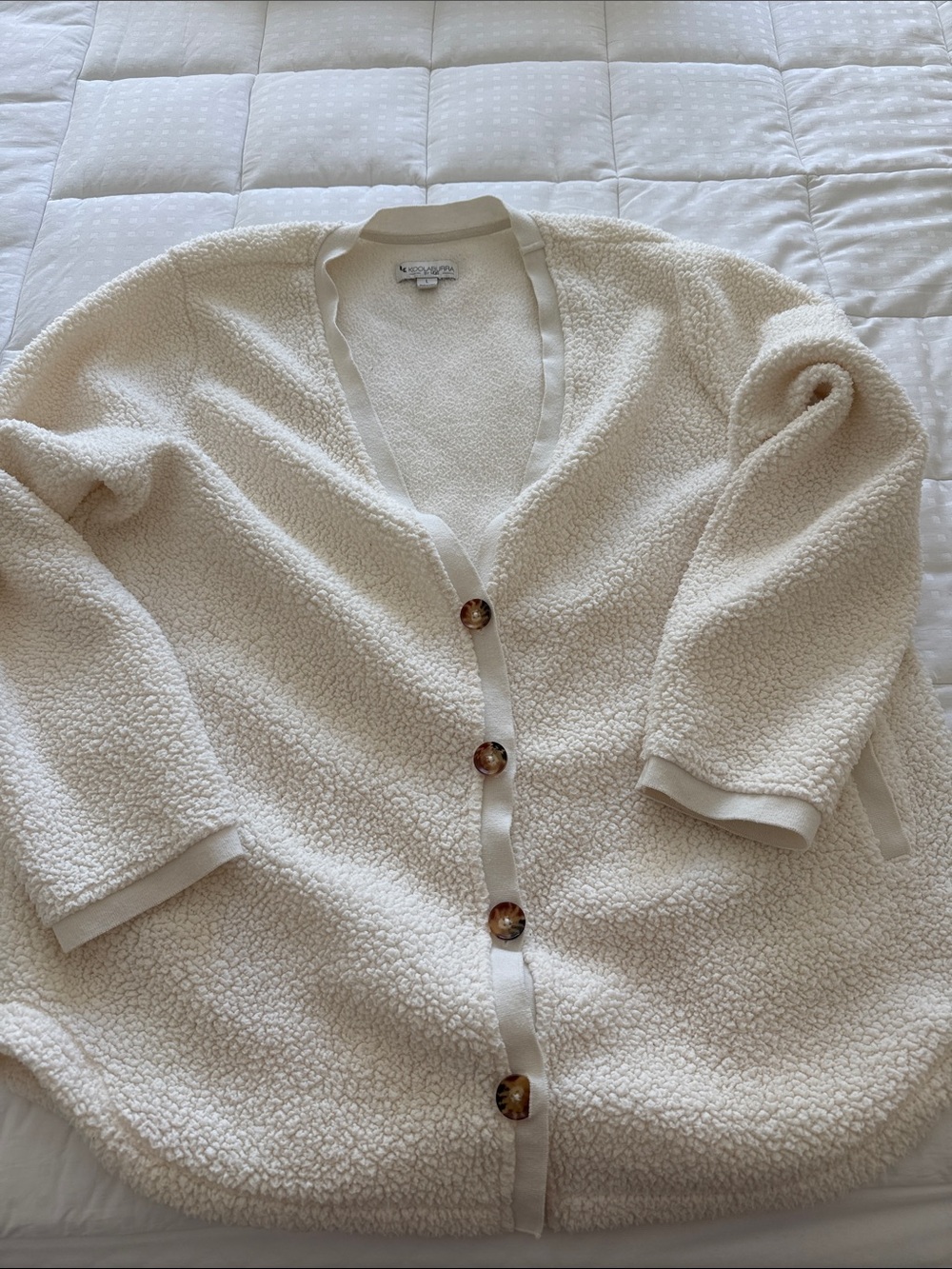 Koolaburra by Uggs Cream Sherpa Button-Front Sweater Cardigan